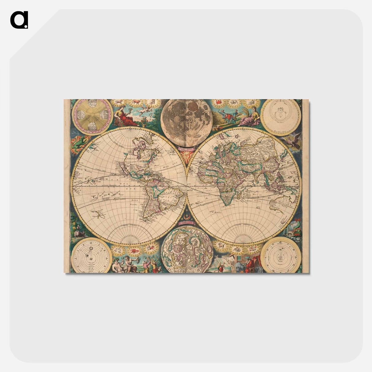 アートポストカード-Novissima Totius Terrarum Orbis Tabula
 - ボストン公共図書館 Postcard.