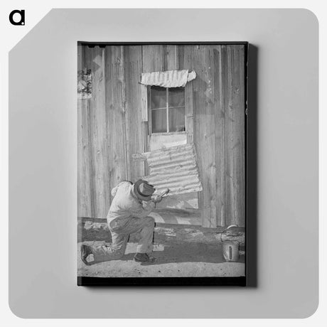 アートパネル-Tenant Farmer Repairing Window
 - ラッセル リー Canvas.