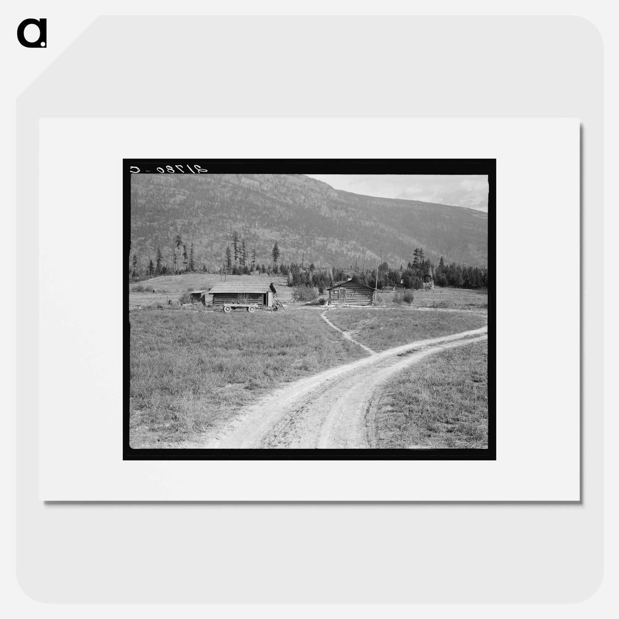 Log buildings and cleared land on FSA borrower's place - Dorothea Lange Poster.