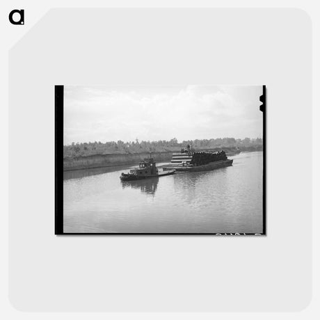 アートポストカード-Barge Loaded with Pipe, Port of Houston
 - ラッセル リー Postcard.
