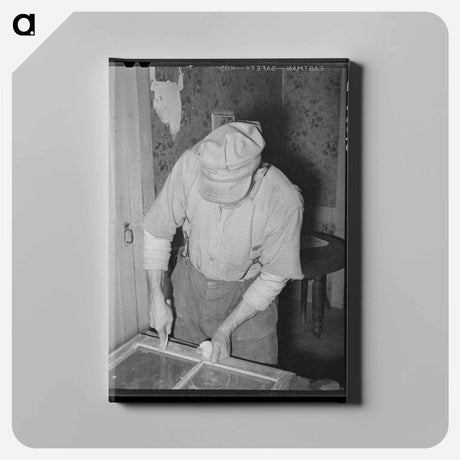 アートパネル-Farmer Puttying a Window
 - ラッセル リー Canvas.
