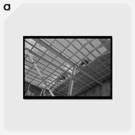 アートポストカード-Barn Erection Roofing
 - ラッセル リー Postcard.