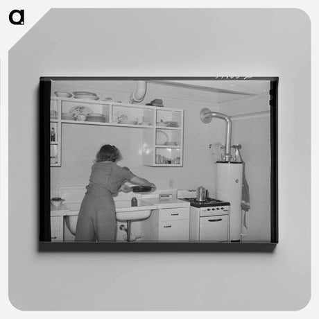 アートパネル-Marine's Wife Washing Dishes
 - ラッセル リー Canvas.