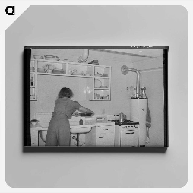 アートパネル-Marine's Wife Washing Dishes
 - ラッセル リー Canvas.