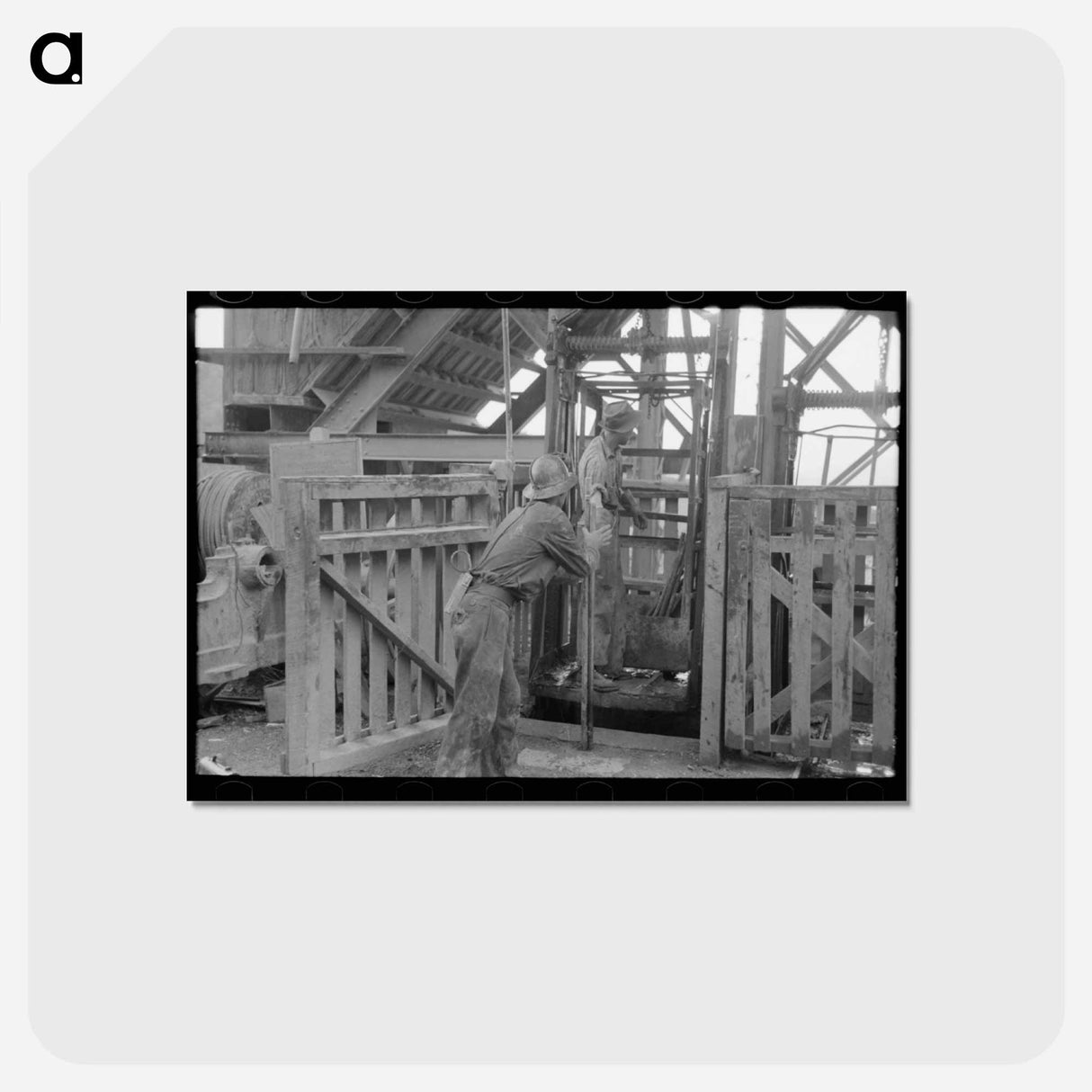 アートポストカード-Miners Loading Drilling Equipment
 - ラッセル リー Postcard.