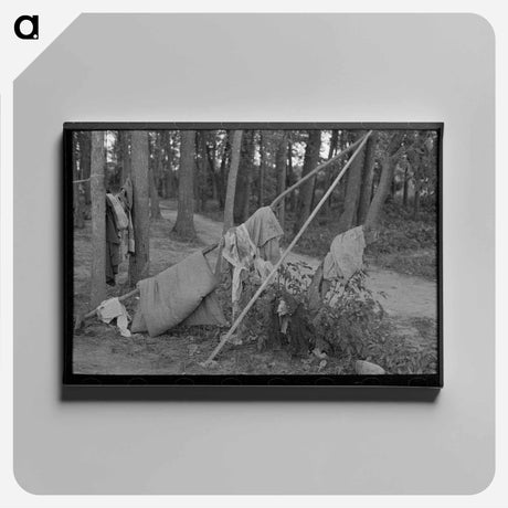 アートパネル-Airing Bedding, Blueberry Pickers Camp
 - ラッセル リー Canvas.