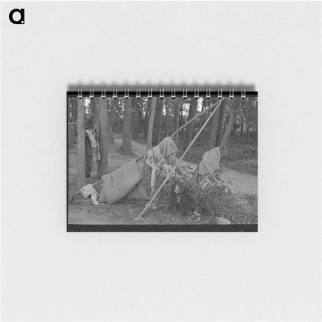 アートメモ帳-Airing Bedding, Blueberry Pickers Camp
 - ラッセル リー Memo.