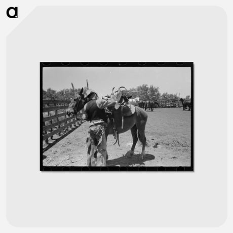 アートポストカード-Cowboy Saddling Up
 - ラッセル リー Postcard.