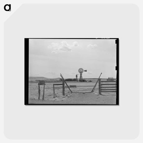 アートポストカード-Cattle Guard and Windmill
 - ラッセル リー Postcard.
