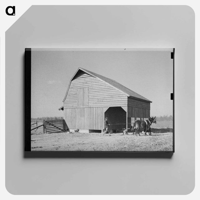 アートパネル-Barn with Farmer and Livestock
 - ラッセル リー Canvas.