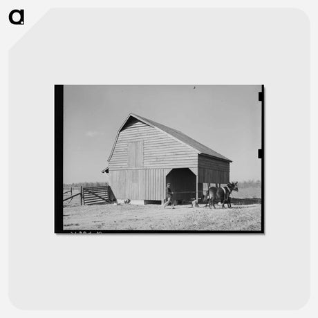 アートポストカード-Barn with Farmer and Livestock
 - ラッセル リー Postcard.