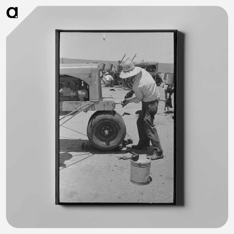 アートパネル-Day Laborer Cranking Tractor
 - ラッセル リー Canvas.