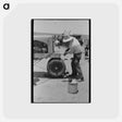 アートポストカード-Day Laborer Cranking Tractor
 - ラッセル リー Postcard.