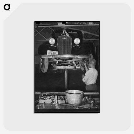 アートポストカード-Greasing Automobile
 - ラッセル リー Postcard.