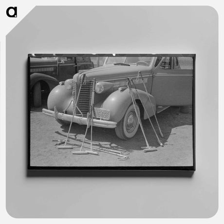 アートパネル-Polo Mallets and Automobile
 - ラッセル リー Canvas.