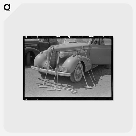 アートポストカード-Polo Mallets and Automobile
 - ラッセル リー Postcard.