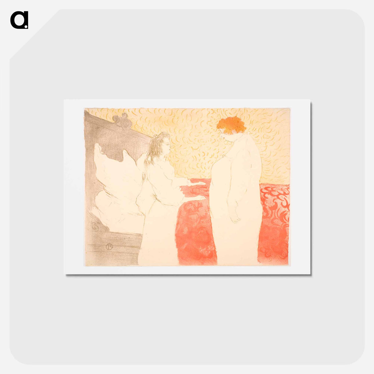 アートポストカード-Femme au Lit, Profile, au Petit Liver - アンリ ド トゥールーズ ロートレック Postcard.