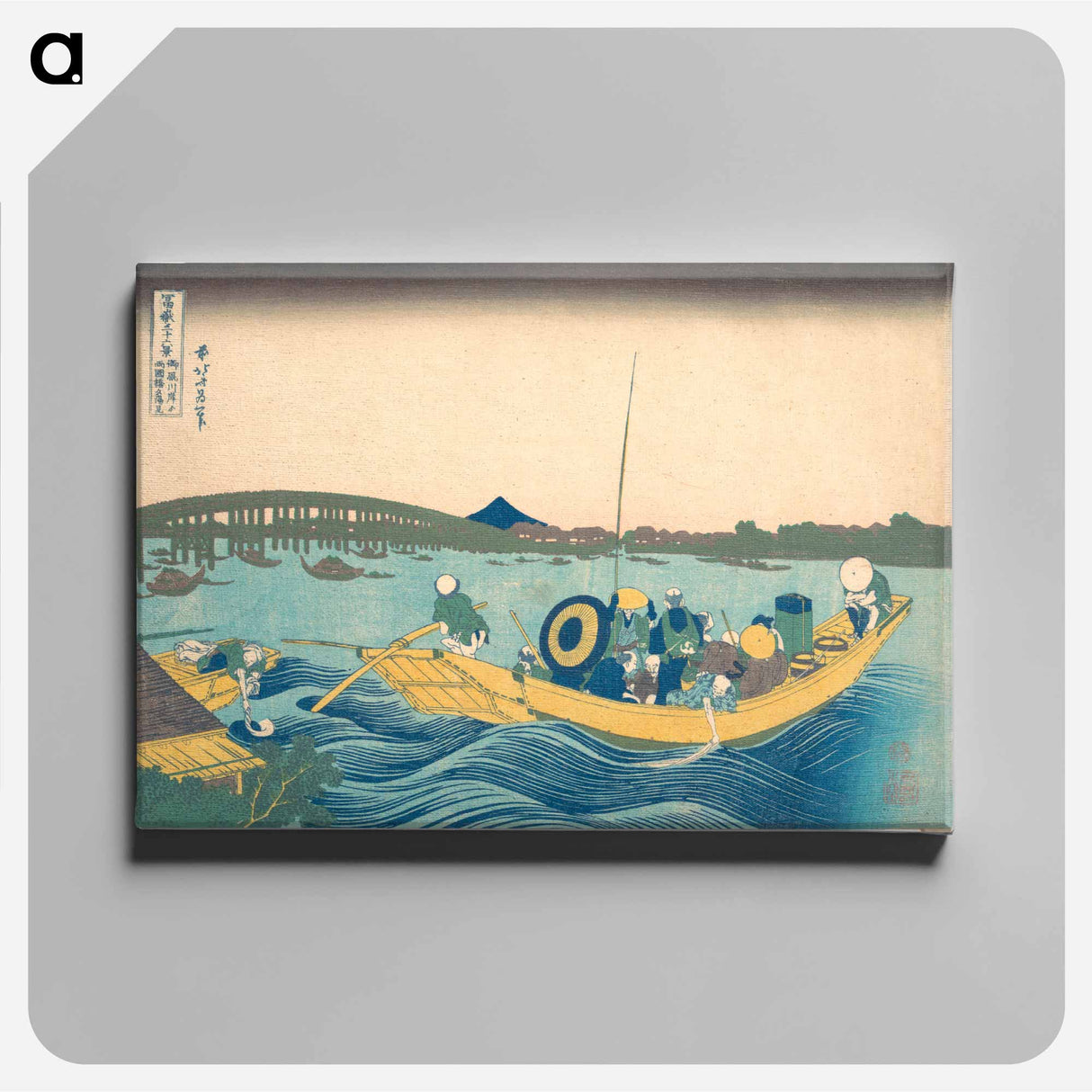 アートパネル-Hokusai's Viewing the Sunset over Ryōgoku Bridge from the Onmaya Embankment - 葛飾 北斎 Canvas.