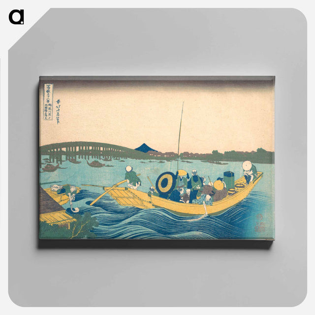 アートパネル-Hokusai's Viewing the Sunset over Ryōgoku Bridge from the Onmaya Embankment - 葛飾 北斎 Canvas.
