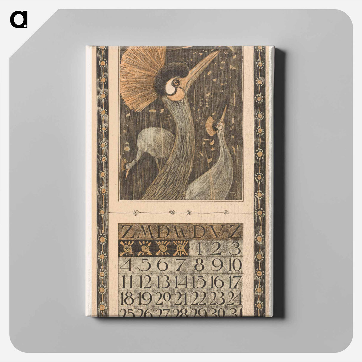 Kalenderblad maart met kroonkranen - テオ ヴァン ホイテマ Canvas.