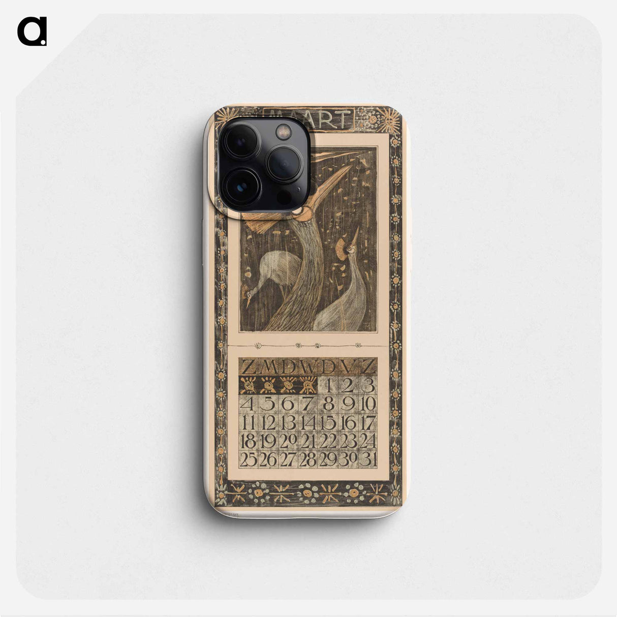 Kalenderblad maart met kroonkranen - テオ ヴァン ホイテマ Phone Case.