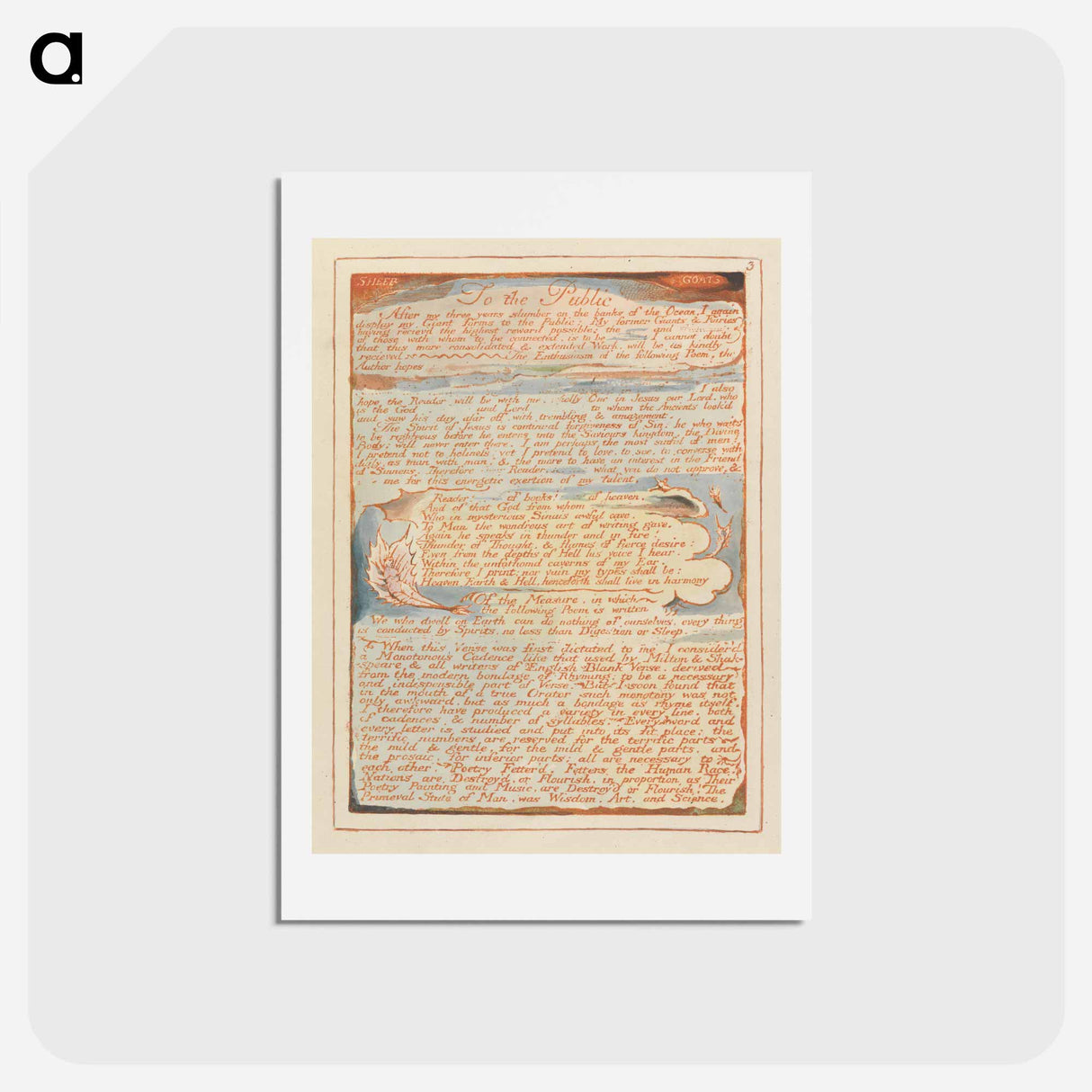 アートポストカード-Jerusalem, Plate 3, "To the Public...." - ウィリアム ブレイク Postcard.