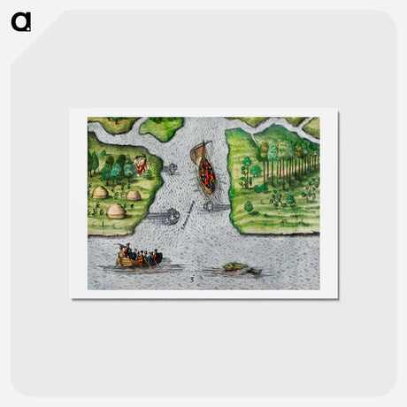 アートポストカード-Leaving the River of May - アンティーク地図 Postcard.