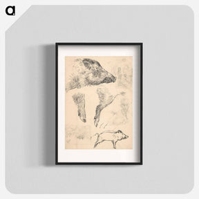 アートポスター-Study of a boar and figural sketches - アーノルド ピーター ワイズ クビンチャン Poster.