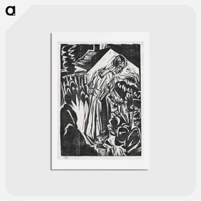 アートポストカード-Woman in a Garden - エルンスト ルートヴィヒ キルヒナー Postcard.