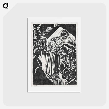 アートポストカード-Woman in a Garden - エルンスト ルートヴィヒ キルヒナー Postcard.