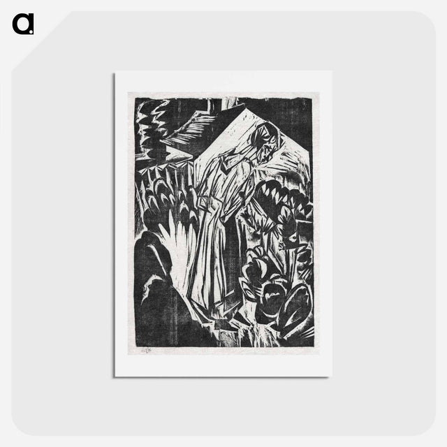 アートポストカード-Woman in a Garden - エルンスト ルートヴィヒ キルヒナー Postcard.