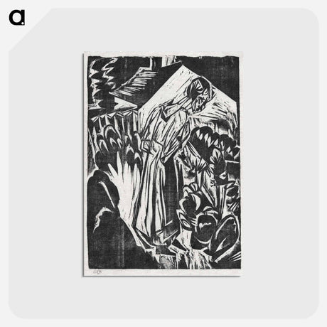 アートポストカード-Woman in a Garden - エルンスト ルートヴィヒ キルヒナー Postcard.