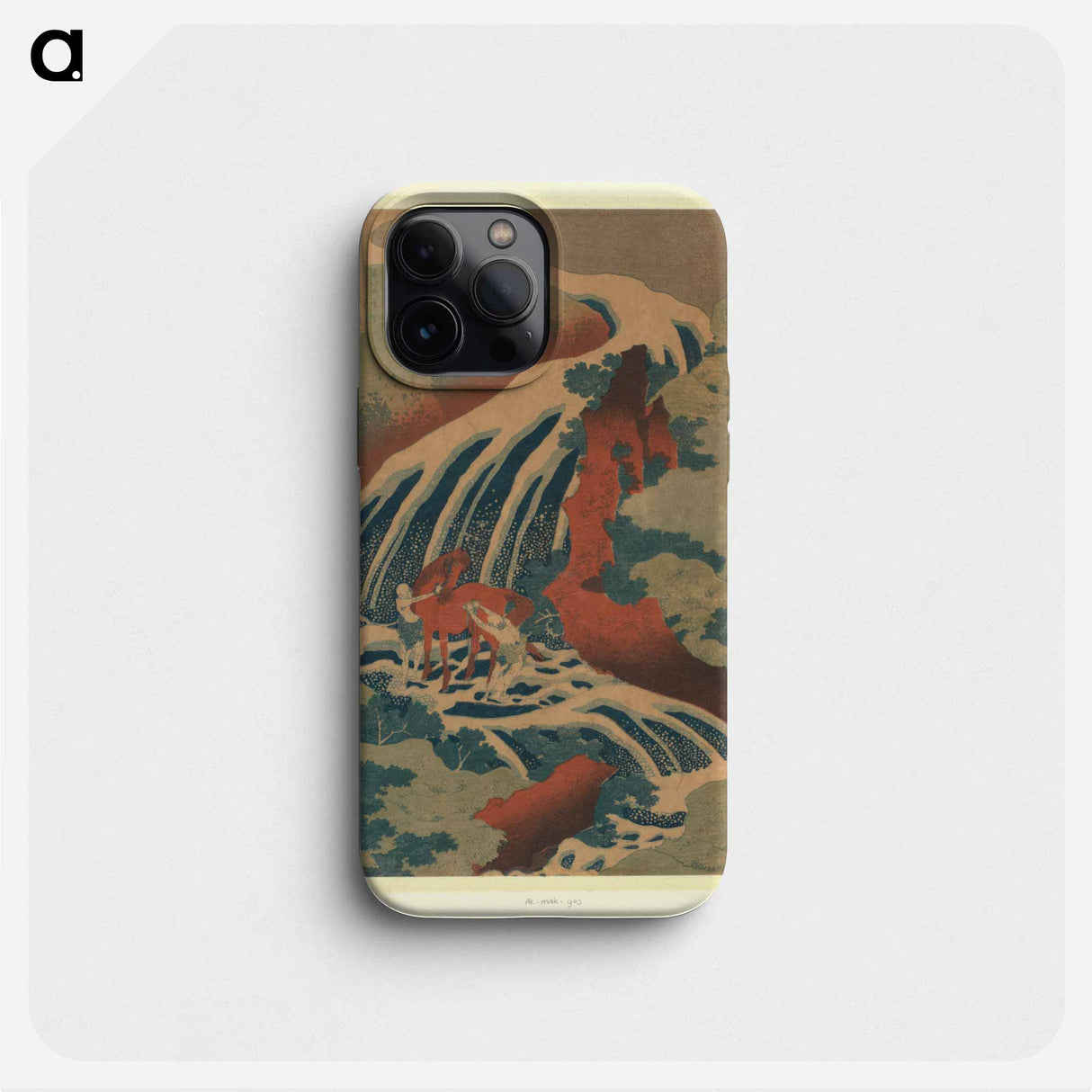 De waterval waar Yoshitsune zijn paard waste te Yoshino in de provincie Yamato - Katsushika Hokusai Phone Case.