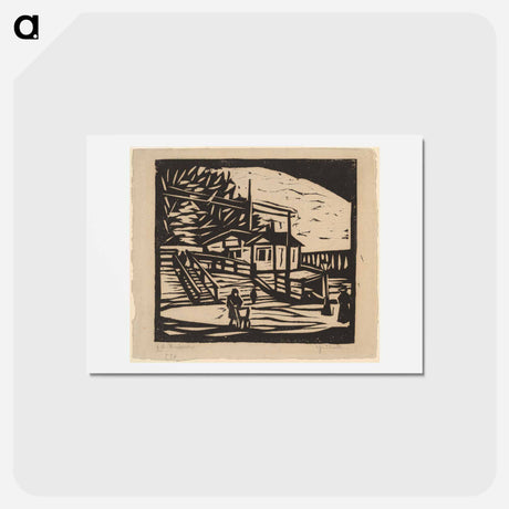 アートポストカード-Shed on the Bank of the Elbe - エルンスト ルートヴィヒ キルヒナー Postcard.