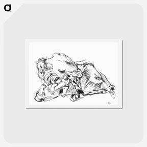 アートポストカード-Yound Woman Leaning over a Woman Stretched out on the Ground - ウジェーヌ ドラクロワ Postcard.