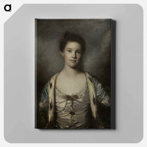アートパネル-Portrait of Bridget Moris in a White Silk Dress - ジョシュア レノルズ Canvas.