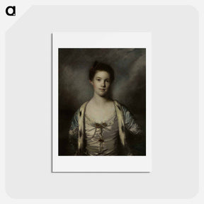 アートポストカード-Portrait of Bridget Moris in a White Silk Dress - ジョシュア レノルズ Postcard.
