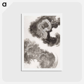アートポストカード-Katsushika Hokusai’s Japanese dragons, Album of Sketches - 葛飾 北斎 Postcard.