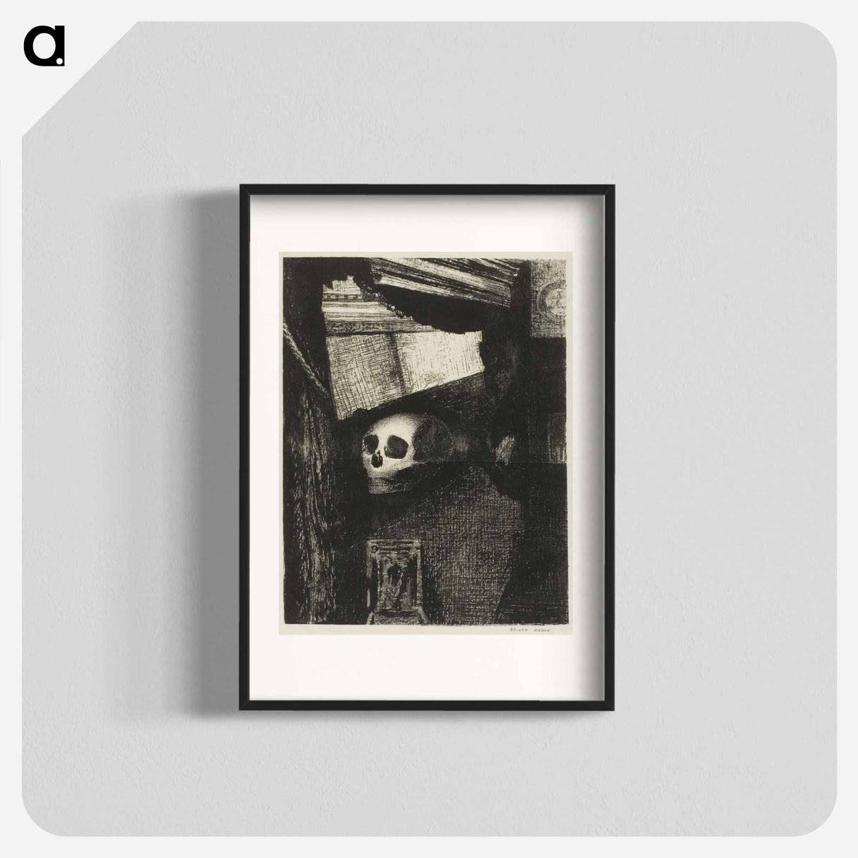 アートポスター-Through an Opening in the Wall, a Skull Appeared - オディロン ルドン Poster.