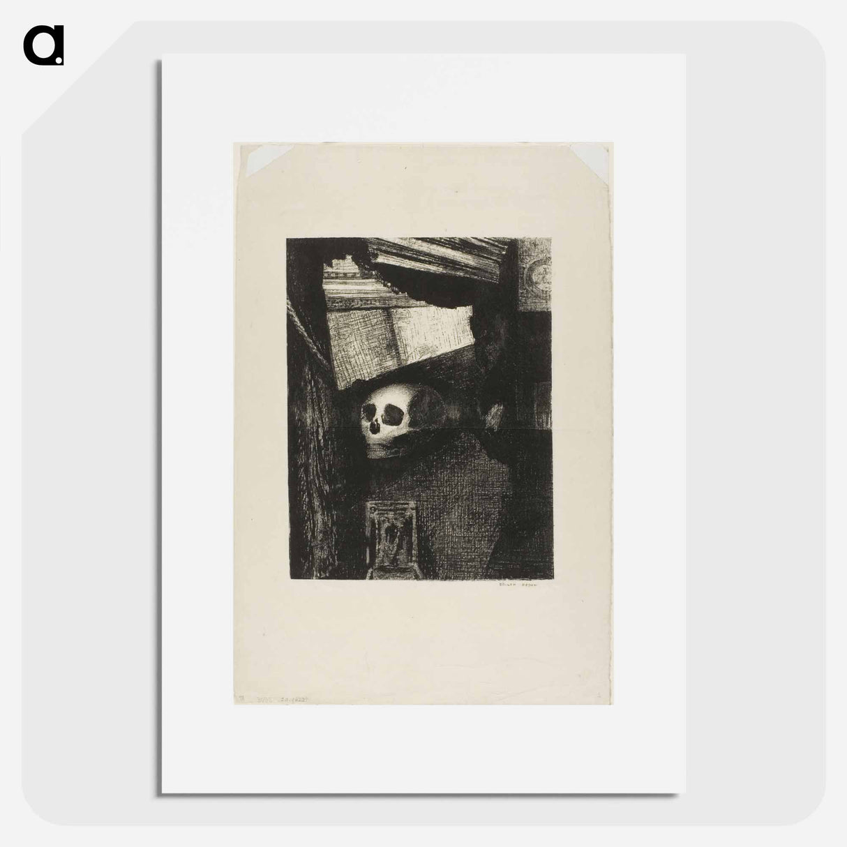 Through an Opening in the Wall, a Skull Appeared - Odilon Redon Poster.