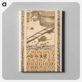 アートパネル-Kalenderblad december met muizen in de sneeuw - テオ ヴァン ホイテマ Canvas.