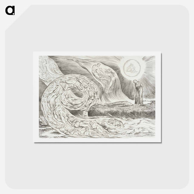 アートポストカード-The Circle of the Lustful: Paolo and Francesca - ウィリアム ブレイク Postcard.