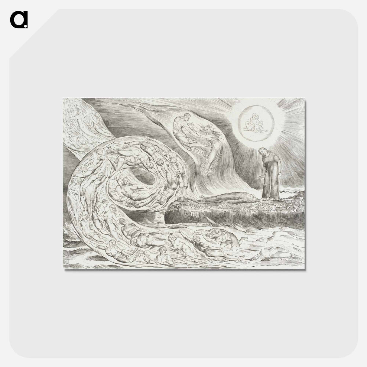 アートポストカード-The Circle of the Lustful: Paolo and Francesca - ウィリアム ブレイク Postcard.