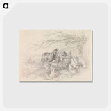 アートポストカード-Dismounted Rider Breaking Open a Fence for Foxhounds to Pass Through
 - イェール大学アートギャラリー Postcard.