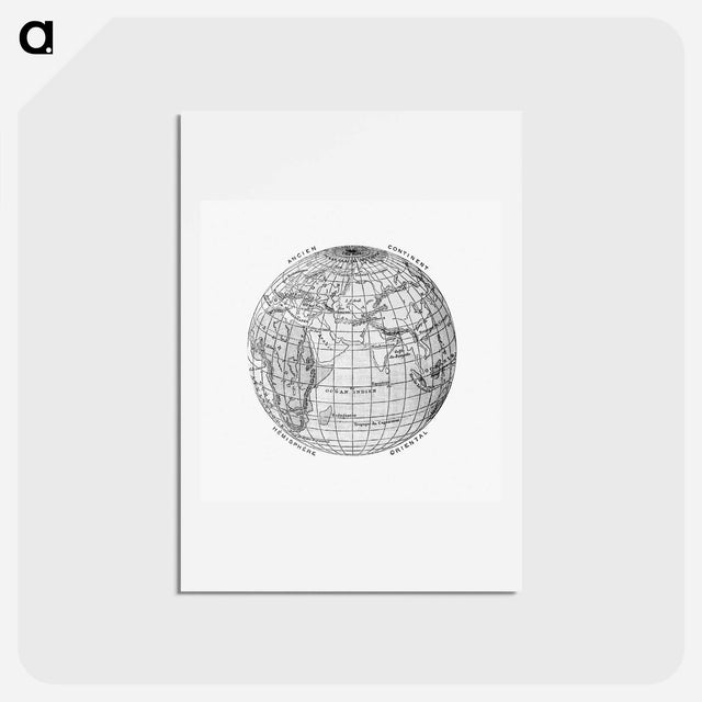 アートポストカード-World atlas from The Practical Teaching of Geography - アンティーク地図 Postcard.