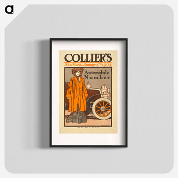 Woman and a vintage car print in high resolution by Edward Penfield. - Edward Penfield Poster.