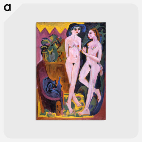 アートポストカード-Two Nudes in a Room - エルンスト ルートヴィヒ キルヒナー Postcard.