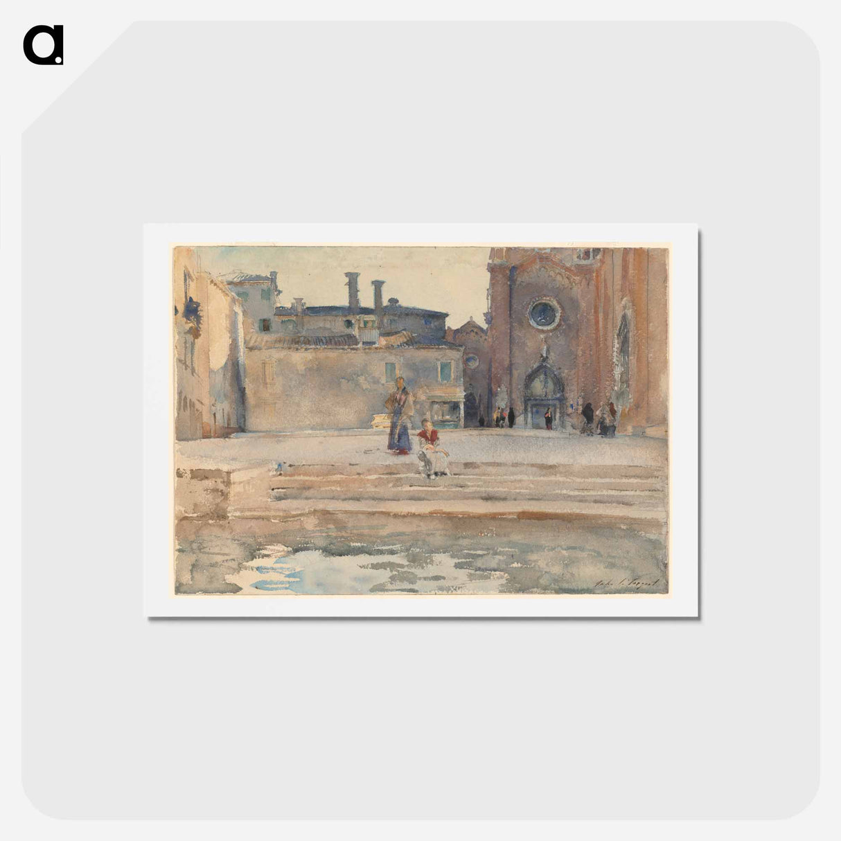 アートポストカード-Campo dei Frari, Venice - ジョン シンガー サージェント Postcard.