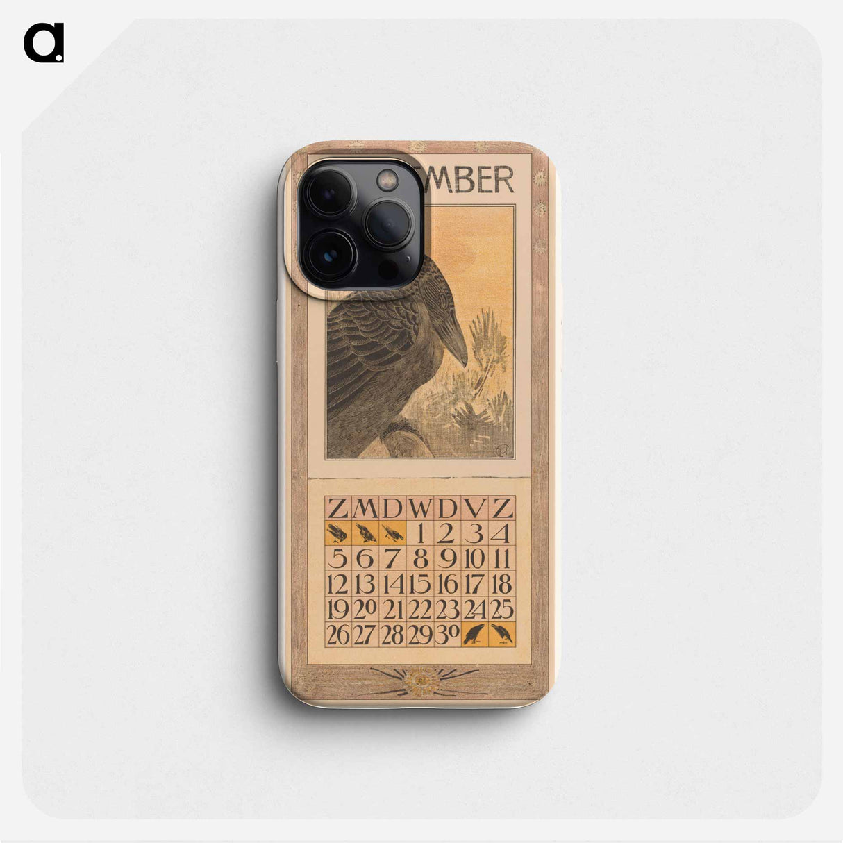 Kalenderblad november met kraai - テオ ヴァン ホイテマ Phone Case.