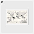 アートポストカード-Annual Rainfall Distribution - アンティーク地図 Postcard.